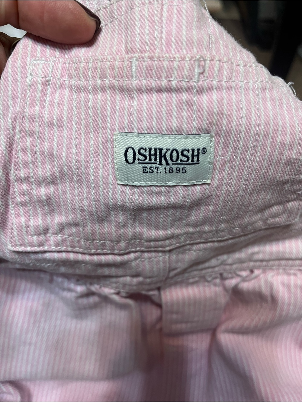 Baby OshKosh Pink &  white carpenter Denim Overall Pants size 18 months like new